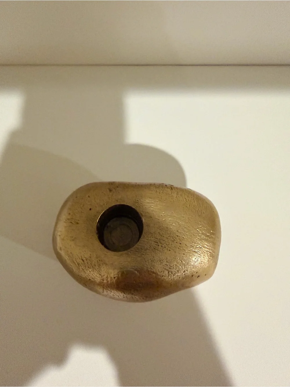 Pottery Barn Brass Textured Abstract Taper Holder Sculpture
